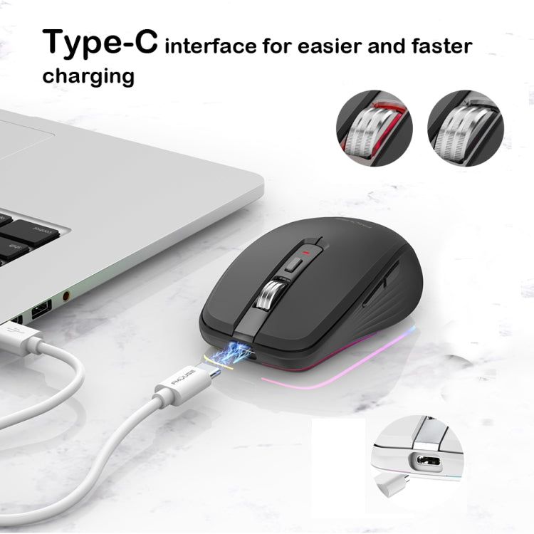 Mouse RGB ricaricabile Fmouse M303 2400 DPI Bluetooth e 2.4G a doppia modalità, Gray, Pink, White