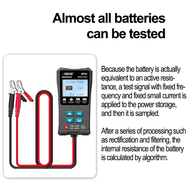 Rilevatore di capacità di resistenza interna della batteria ANENG BT81 12V/24V