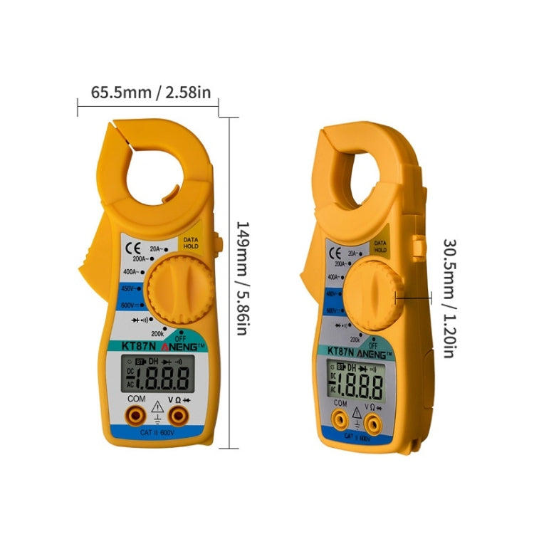 ANENG KT-87N Multimetro per la misurazione della tensione e della corrente a pinza, Yellow, Red, Blue, Gray