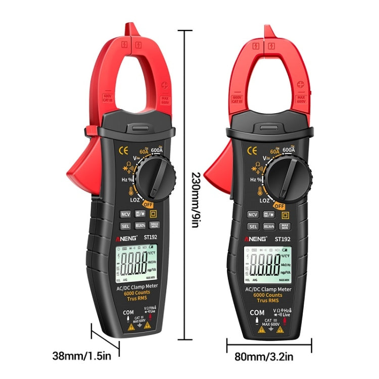 ANENG Misuratore digitale multifunzionale a pinza CA e CC, ST190 Red, ST190 Black, ST191, ST192 600A DC Current, ST193 Intelligent Automatic