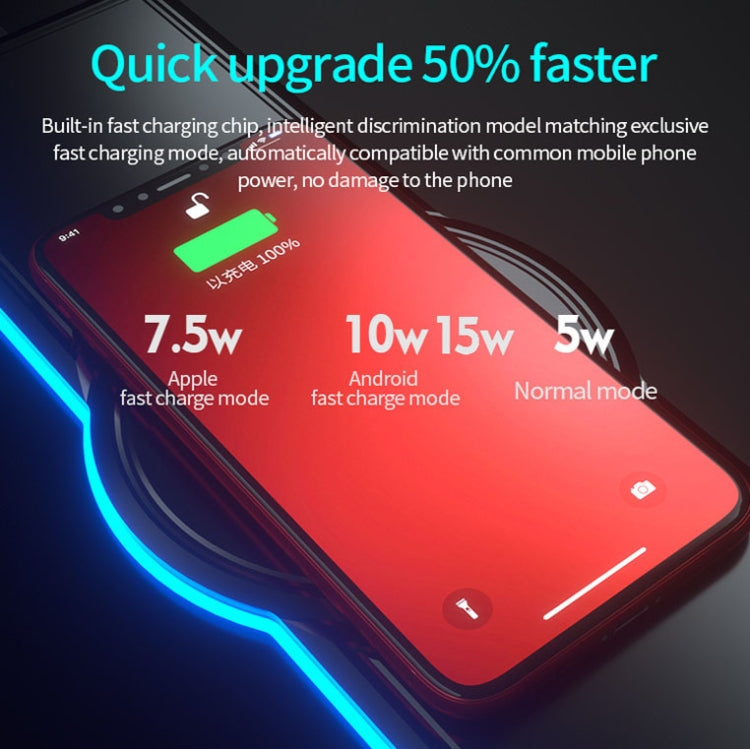 K9186 Mouse pad multifunzionale con illuminazione RGB e caricabatterie wireless