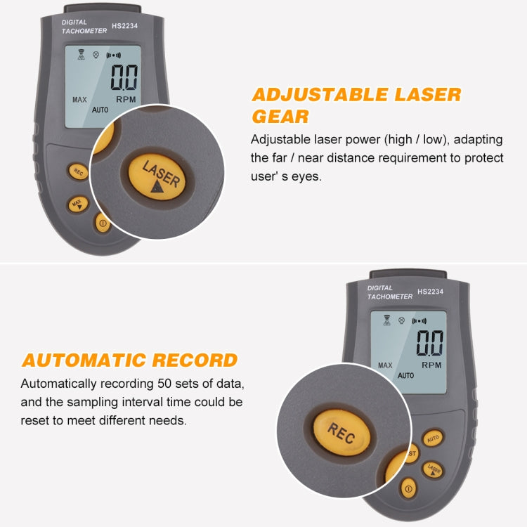 HS2234 Contagiri laser senza contatto Contagiri motore con display digitale, HS2234