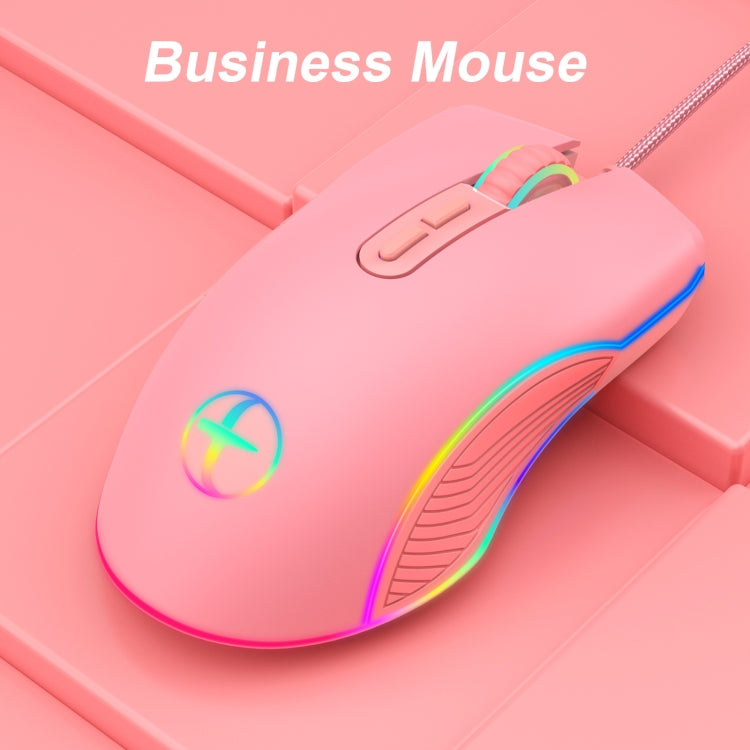 E32 7 tasti 3200 DPI Pink Girls RGB Mouse da gioco con cavo incandescente, interfaccia:, Type-C, USB