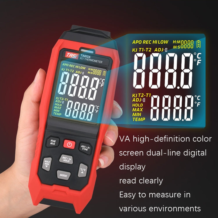 TASI Misuratore di temperatura a contatto Termometro con sonda a termocoppia tipo K, stile:, TA612A Single Channel, TA612B Dual Channels, TA612C 4 Channels