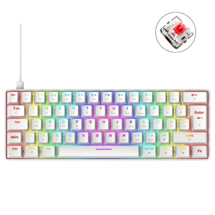 ZIYOU LANG T60 Tastiera cablata meccanica luminosa RGB a 62 tasti, lunghezza cavo: 1,5 m, T60 Black Green Shaft, T60 Black Tea Shaft, T60 White Green Shaft, T60 White Red Shaft, T60 Blue Green Shaft, T60 Blue Red Shaft