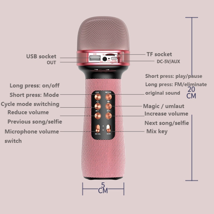 Microfono Bluetooth wireless live WS898 con funzione audio, Pink, Red, Blue, Black