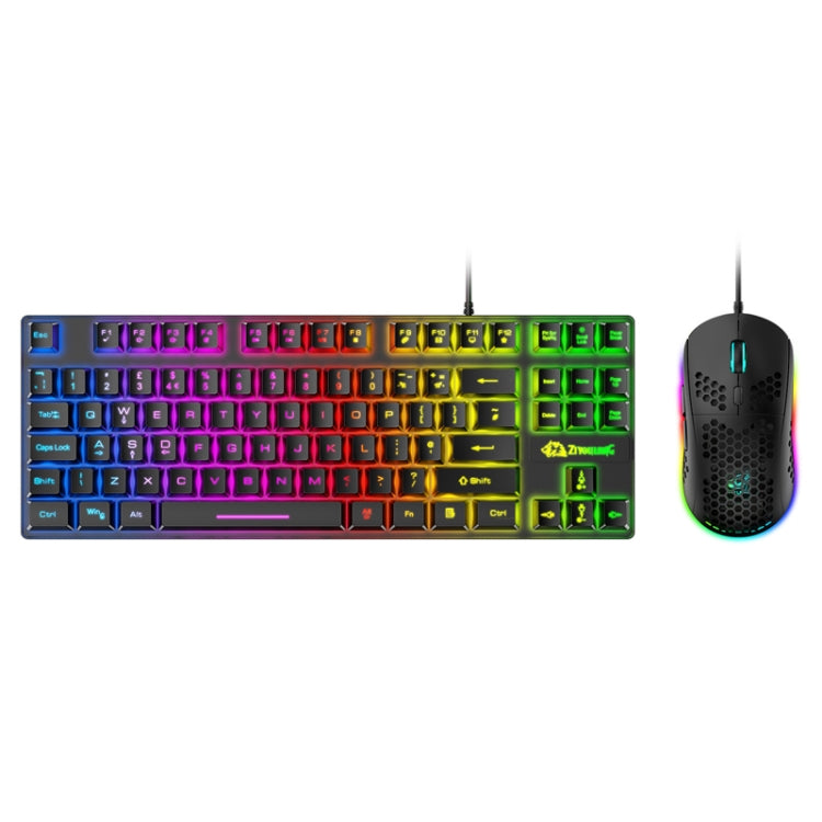 ZIYOU LANG T2 Set di tastiera e mouse luminosi meccanici da gioco a 88 tasti, lunghezza cavo: 1,6 m, T2 Black, T2 White, T2 Blue