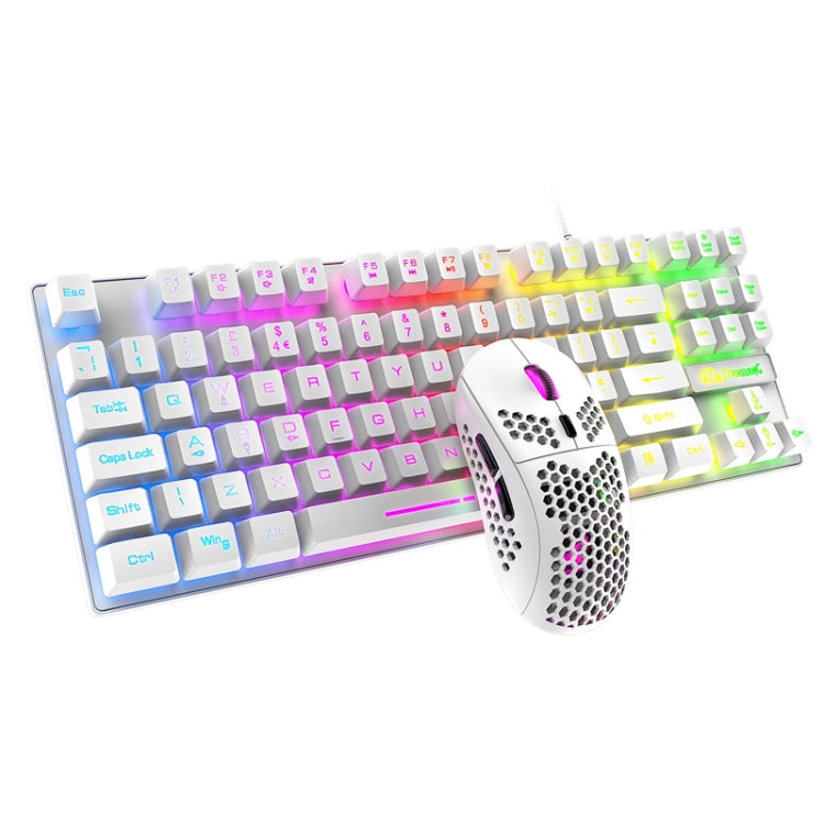 ZIYOU LANG T2 Set di tastiera e mouse luminosi meccanici da gioco a 88 tasti, lunghezza cavo: 1,6 m, T2 Black, T2 White, T2 Blue
