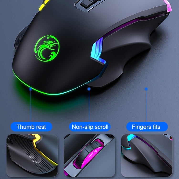 IMICE T70 Mouse da gioco cablato programmabile con illuminazione RGB a 7200 DPI a 8 pulsanti, lunghezza cavo: 1,8 m, T70