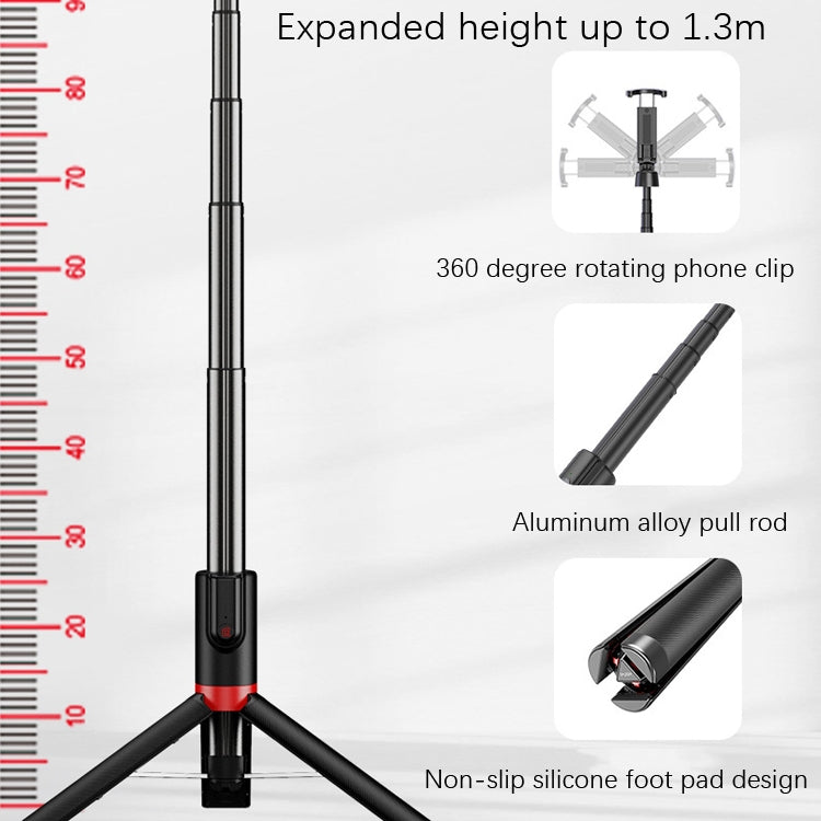 Treppiede da tavolo multifunzione live da 1,3 m Asta per selfie Bluetooth integrata portatile, Black Red, Black, White Silver