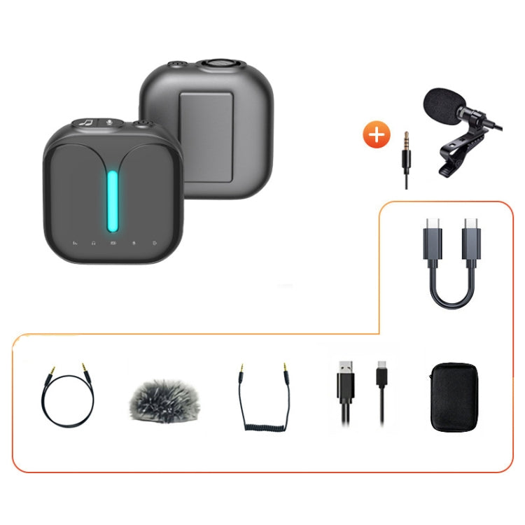 Microfono lavalier wireless professionale per esterni con cancellazione del rumore, Type-C, Type-C+Apple Adapter, Type-C+External Microphone, Type-C+Apple Adapter+External Microphone