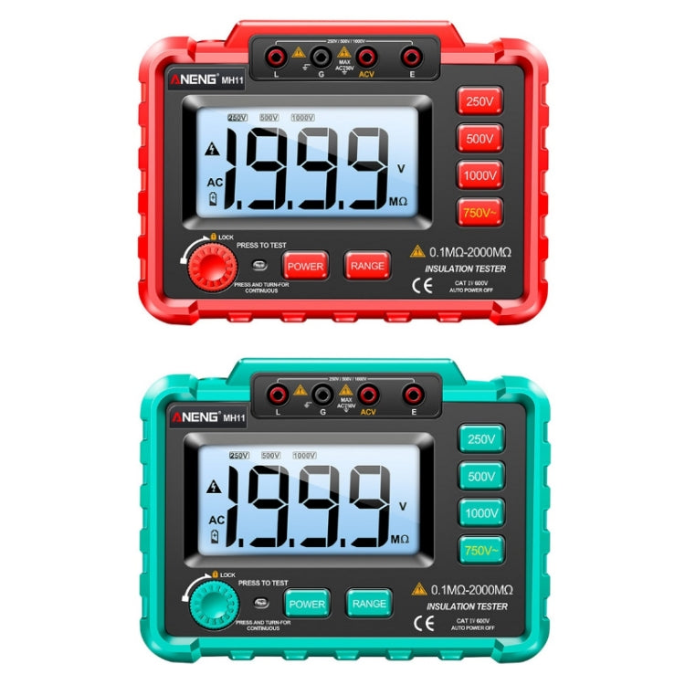 ANENG MH11 Tester di tensione di resistenza di isolamento digitale ad alta tensione, Red, Green
