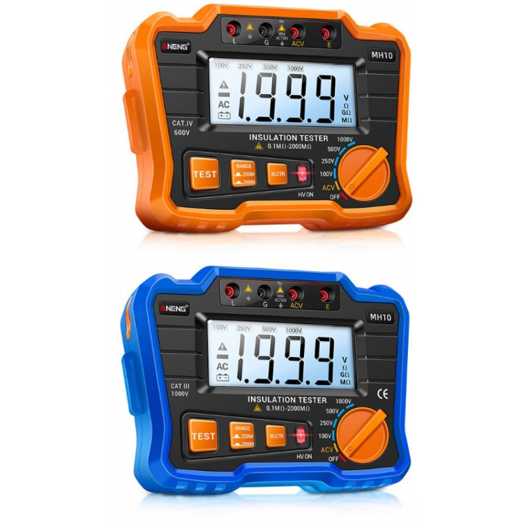 ANENG MH10 Tester di resistenza di isolamento digitale ad alta precisione, Orange, Blue