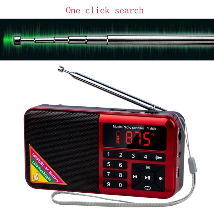 Bluetooth Card Radio Lettore FM digitale, specifiche: Y-509FM (senza pannello solare), Red, Gold, Blue, Black