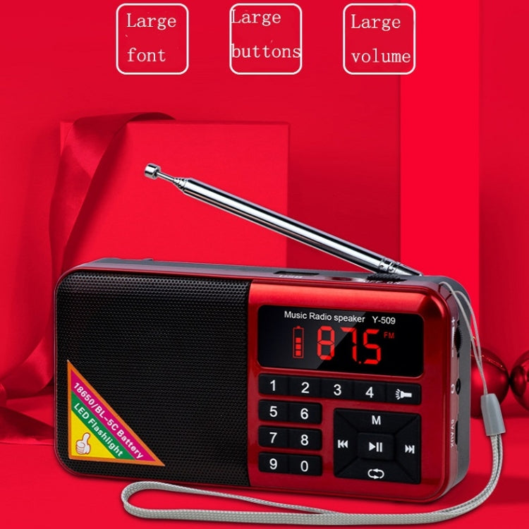 Bluetooth Card Radio Lettore FM digitale, specifiche: Y-509FM (senza pannello solare), Red, Gold, Blue, Black