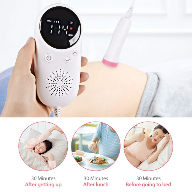 W8-25 Doppler della frequenza cardiaca fetale Monitor del battito cardiaco domestico alimentato a batteria