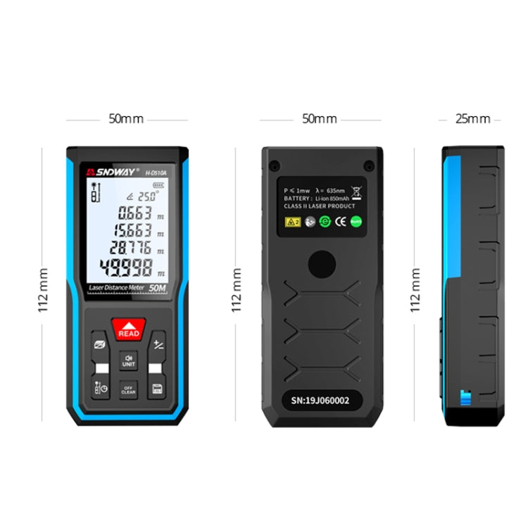 Telemetro laser portatile Strumento di misurazione a infrarossi, SNDWAY H-D510A, SNDWAY H-D710A, SNDWAY H-D100A, SNDWAY H-D120A