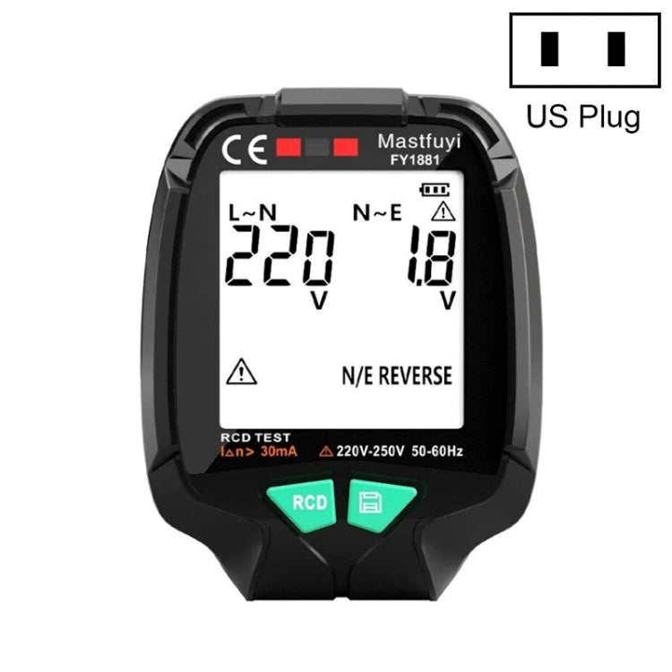 FUYI FY1881 Tester per presa di fase di polarità di alimentazione ad alta precisione, FY1881 EU Plug, FY1881 UK Plug, FY1881 US Plug