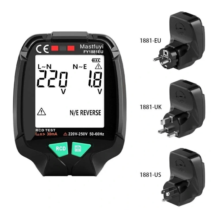 FUYI FY1881 Tester per presa di fase di polarità di alimentazione ad alta precisione, FY1881 EU Plug, FY1881 UK Plug, FY1881 US Plug