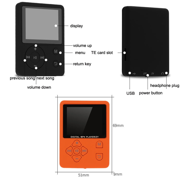 Sincronizzazione dei testi delle carte T69 Lettore MP4 di qualità del suono senza perdita, stile:, Cross Button, Round Button