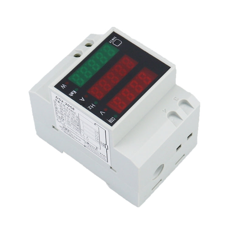 D52-2058 Wattmetro Din rail Volt Current Meter, AC80-300V Built-in CT, AC200-450V Built-in CT