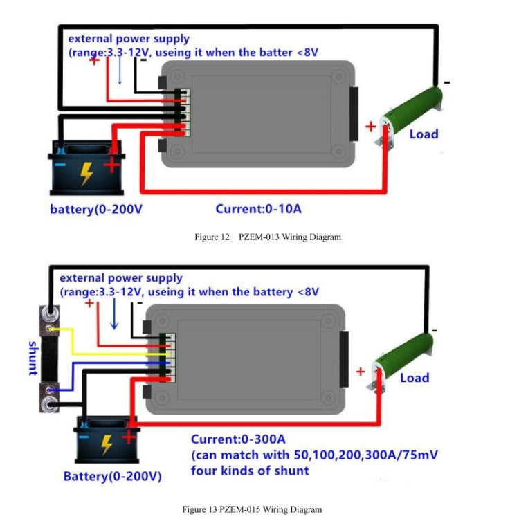 DC 0-200V Tensione Corrente Tester batteria, PZEM-013 10A, PZEM-015 With 50A Shunt, PZEM-015 With 100A Shunt, PZEM-015 With 200A Shunt, PZEM-015 With 300A Shunt, PZEM-015 Without Shunt