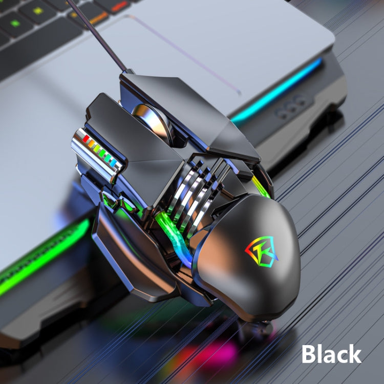 Taijia P3 Mouse cablato regolabile con illuminazione RGB a 6 tasti, Black, White
