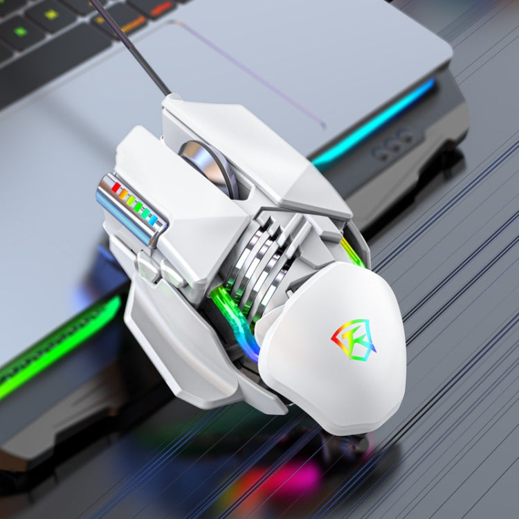 Taijia P3 Mouse cablato regolabile con illuminazione RGB a 6 tasti, Black, White
