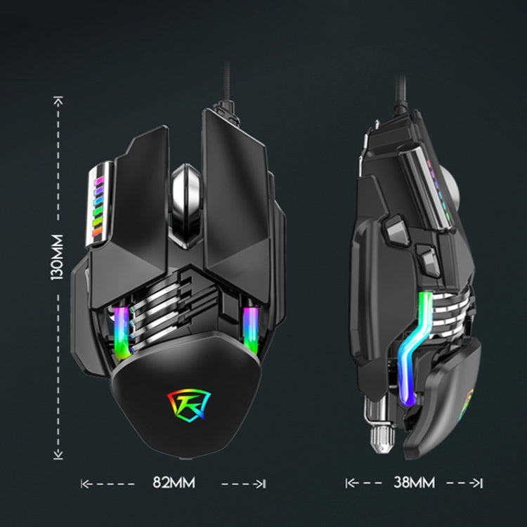 Taijia P3 Mouse cablato regolabile con illuminazione RGB a 6 tasti, Black, White