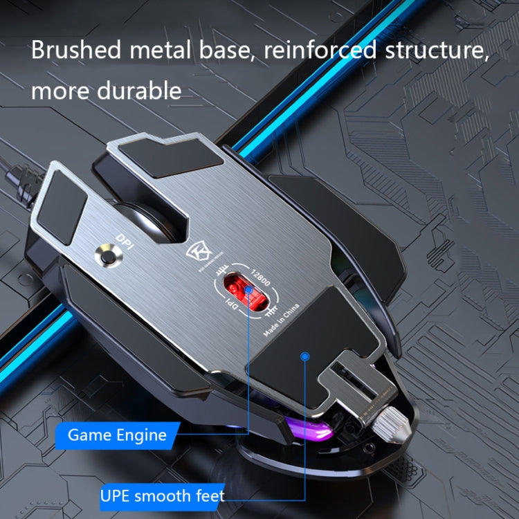 Taijia P3 Mouse cablato regolabile con illuminazione RGB a 6 tasti, Black, White