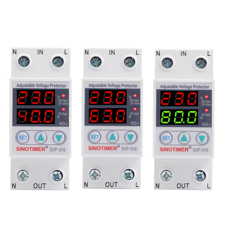 SINOTIMER SVP-916 Protezione da sovratensione e sottotensione regolabile con ripristino automatico, corrente:, 40A, 63A, 80A