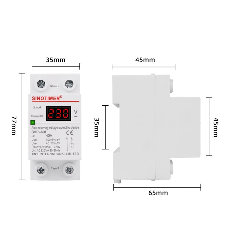 SINOTIMER 220V LED Digital Display Ritardo Ripristino automatico Protezione da sottotensione, SVP-60L