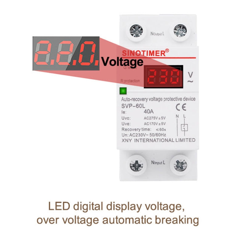 SINOTIMER 220V LED Digital Display Ritardo Ripristino automatico Protezione da sottotensione, SVP-60L