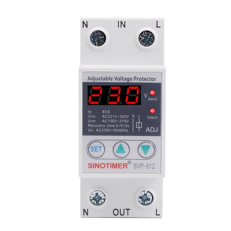 SINOTIMER SVP-912 Protezione da sottotensione intelligente con ripristino automatico regolabile, corrente:, 40A, 63A, 80A