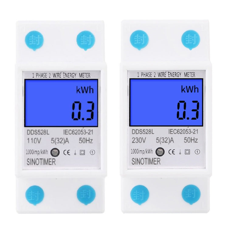 DDS528L Display retroilluminato Contatore di energia ferroviario monofase domestico 5-32A, 230V 50Hz Backlight Display, 110V 60Hz Backlight Display