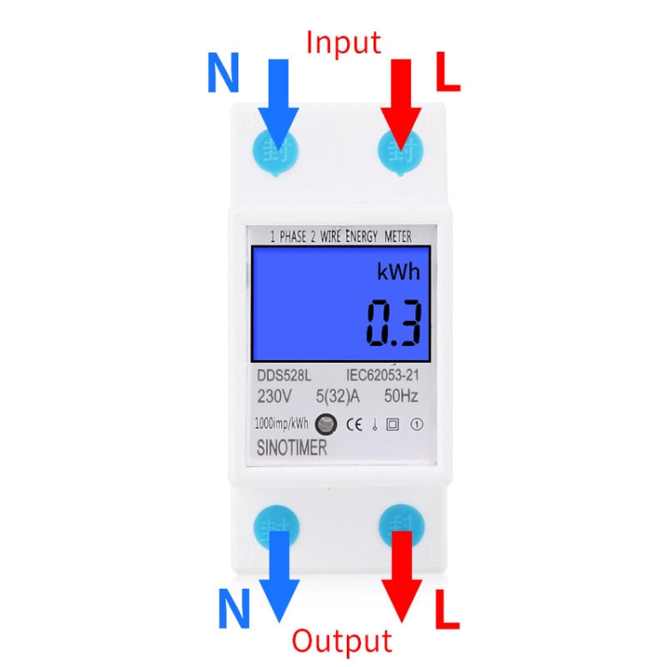 DDS528L Display retroilluminato Contatore di energia ferroviario monofase domestico 5-32A, 230V 50Hz Backlight Display, 110V 60Hz Backlight Display