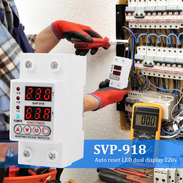 SINOTIMER SVP-918 Protezione da sottotensione intelligente con ripristino automatico regolabile, corrente:, 40A, 63A