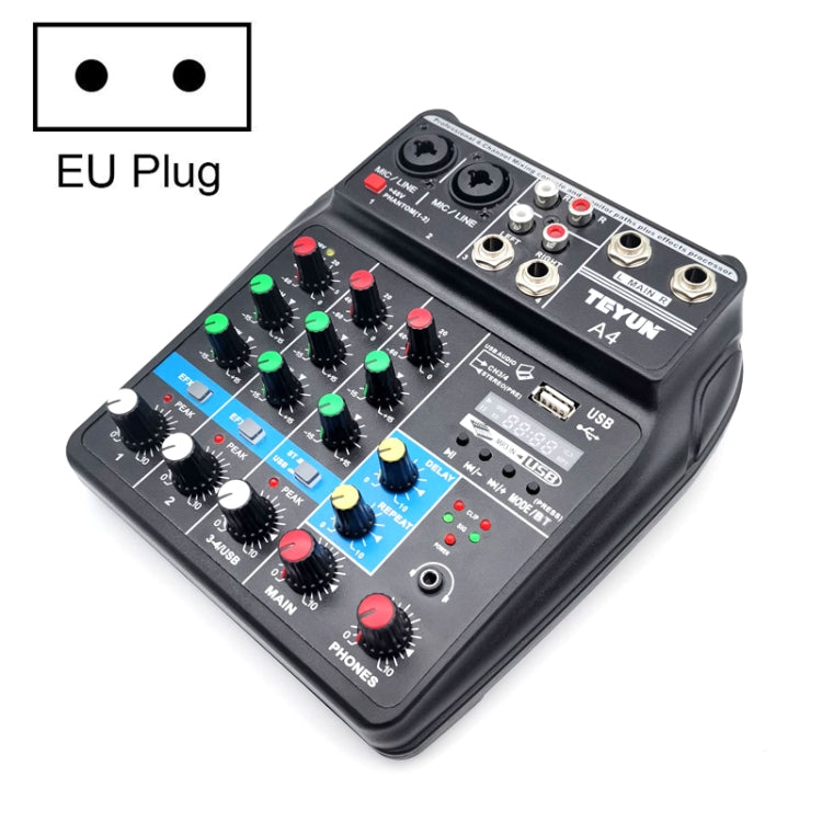 Mixer digitale per microfono piccolo a 4 vie TEYUN A4 Effetto di registrazione dal vivo