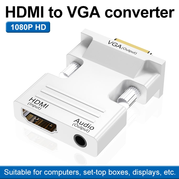 HDMI femmina a VGA maschio con adattatore audio Monitor per computer Convertitore per proiettore TV, White, Gold, Black