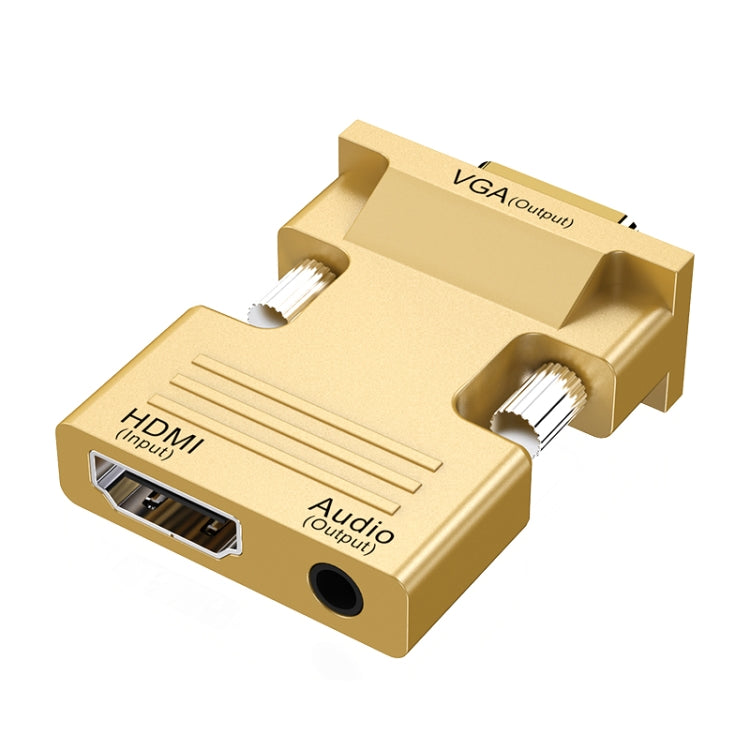 HDMI femmina a VGA maschio con adattatore audio Monitor per computer Convertitore per proiettore TV, White, Gold, Black