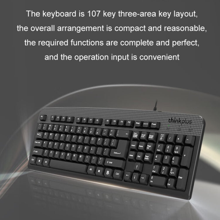 Set tastiera e mouse da ufficio cablati USB Lenovo Thinkplus, KM130 Pro