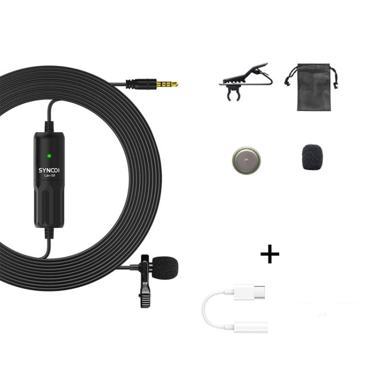 Microfono cablato SYNCO S8 Lavalier Live, specifiche:, Black, Black + Type-C, Black + 8 Pin, Black + Type-C + 8 Pin