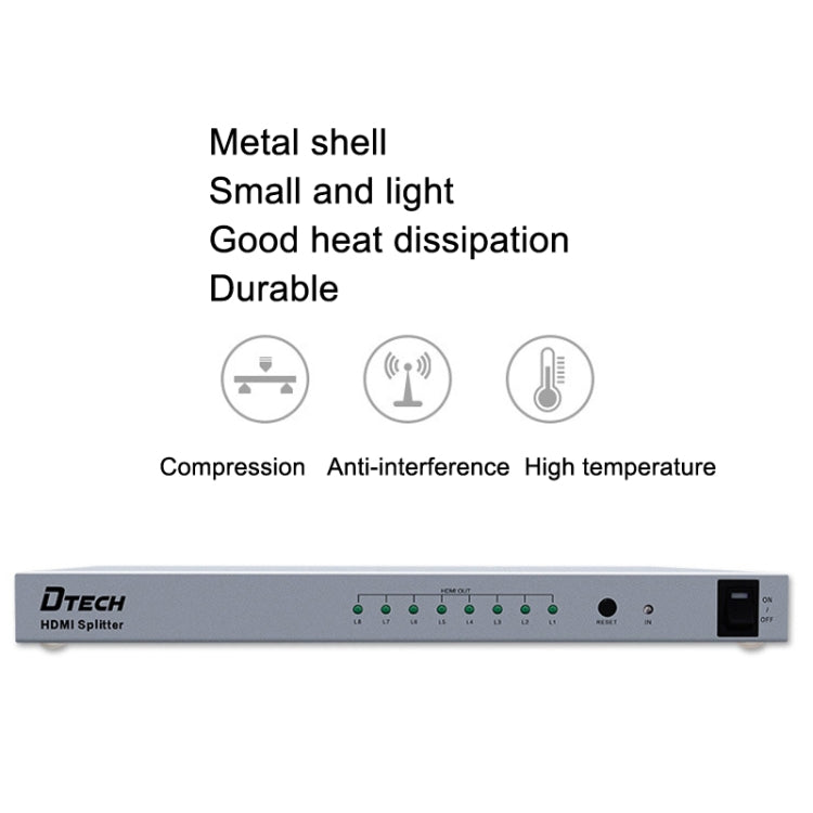 DTECH DT-7148 HDMI 2.0 1 ingresso 8 uscite 4K X 2K HD Splitter, spina CN, DT-7148