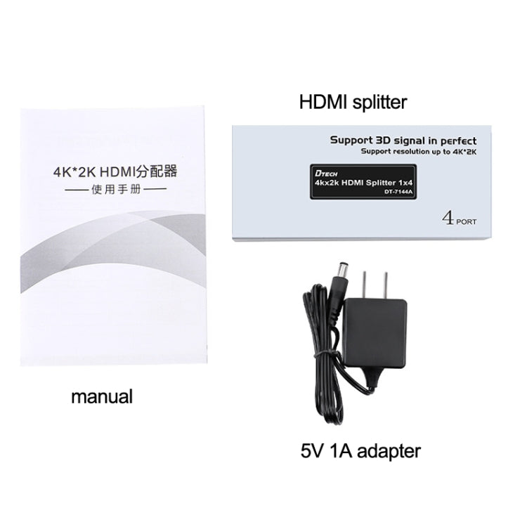 DTECH DT-7144A HDMI 2.0 1 In 4 Out 4K X 2K HD Splitter Video, Spina CN, DT-7144A