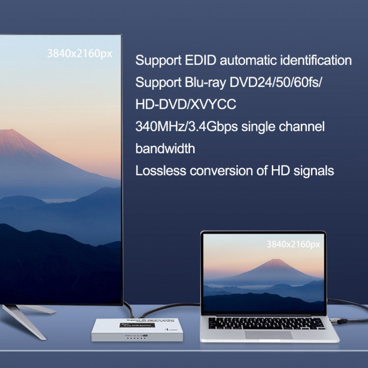 DTECH DT-7144A HDMI 2.0 1 In 4 Out 4K X 2K HD Splitter Video, Spina CN, DT-7144A