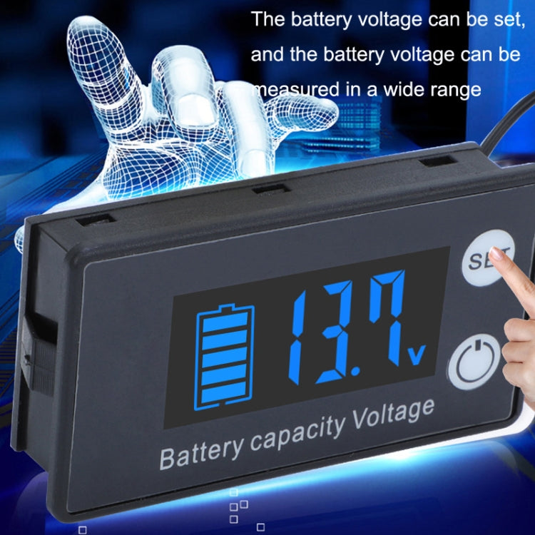 Voltmetro CC con display digitale a due righe Misuratore di carica della batteria al litio al piombo, colore:, Red, Green, Blue, White, Red+Temperature, Green+Temperature, Blue+Temperature, White+Temperature