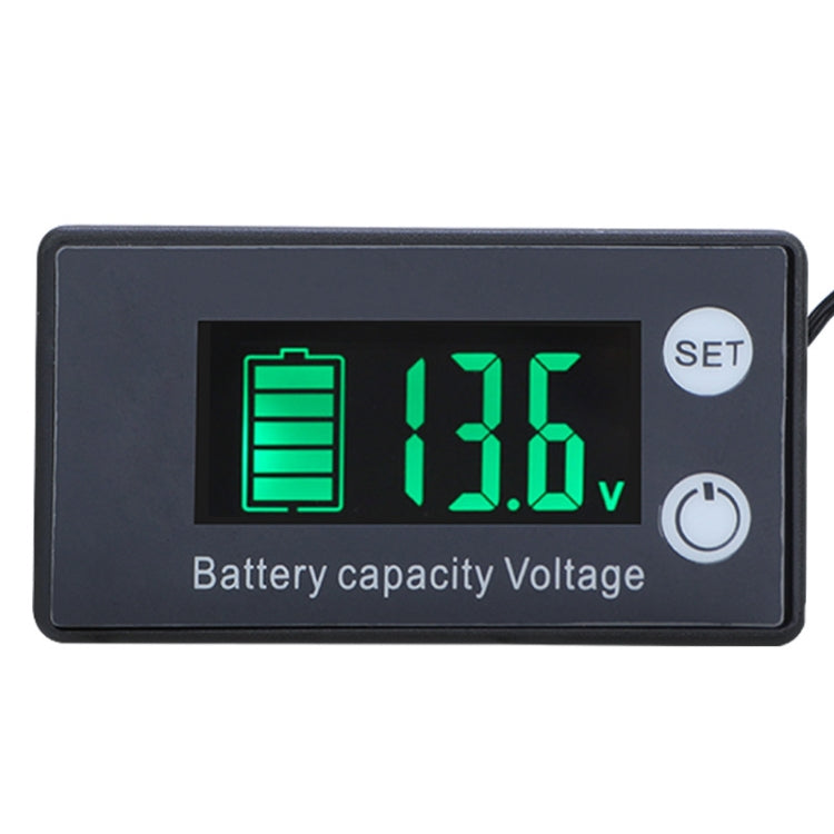 Voltmetro CC con display digitale a due righe Misuratore di carica della batteria al litio al piombo, colore:, Red, Green, Blue, White, Red+Temperature, Green+Temperature, Blue+Temperature, White+Temperature