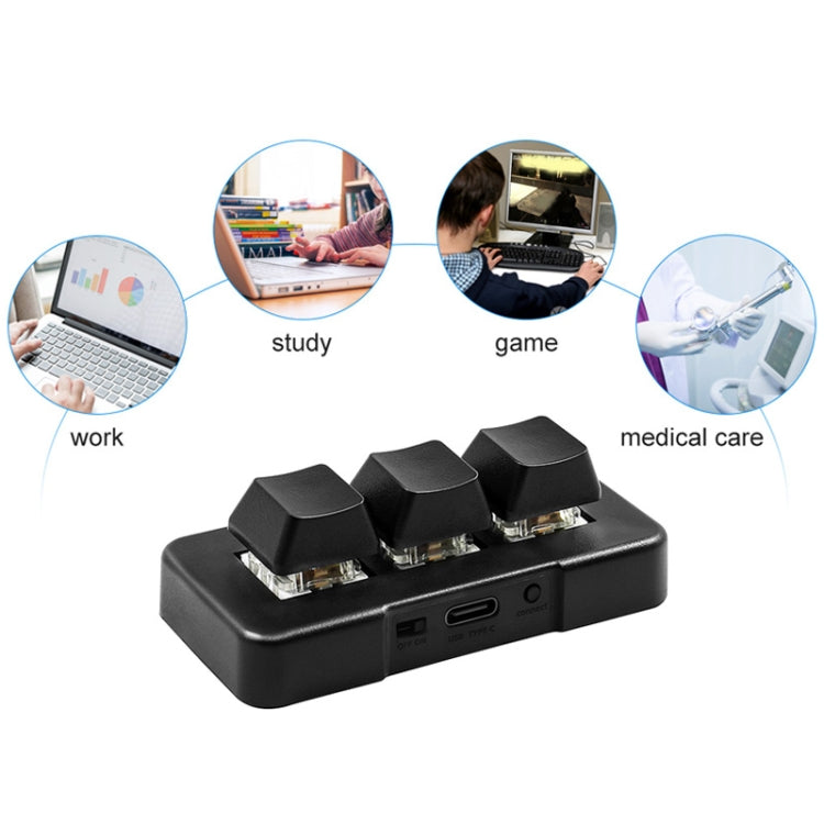 MK321 Tasti personalizzati a 3 tasti Game Office PS Clip Tastiera di programmazione macro, lunghezza cavo: 1,5 m, White, Black