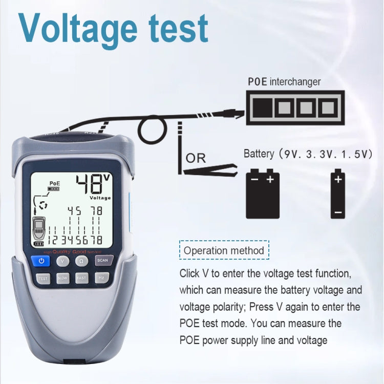 Tester per cavi di rete Tracker per cavi Tensione della batteria Test POE Tester per cavi multifunzione, ET612, ET613
