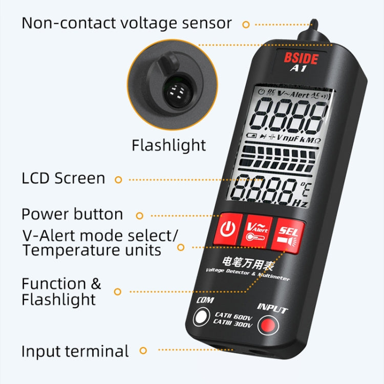 BSIDE A1 Dual Mode Smart Handheld Multimetro di tensione per elettricisti con rilevamento ad alta precisione senza batteria, A1
